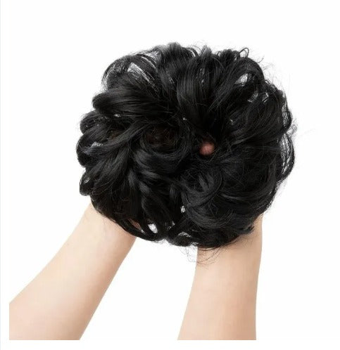 Synthetic Black Messy Bun Scrunchie Extension